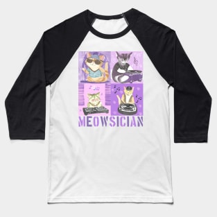 DJ Cat Meowsician Baseball T-Shirt